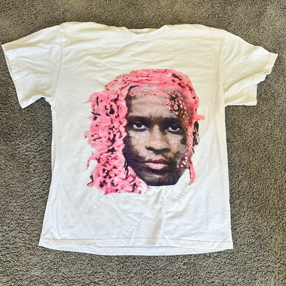 White T-Shirt with Pink Graphic Print